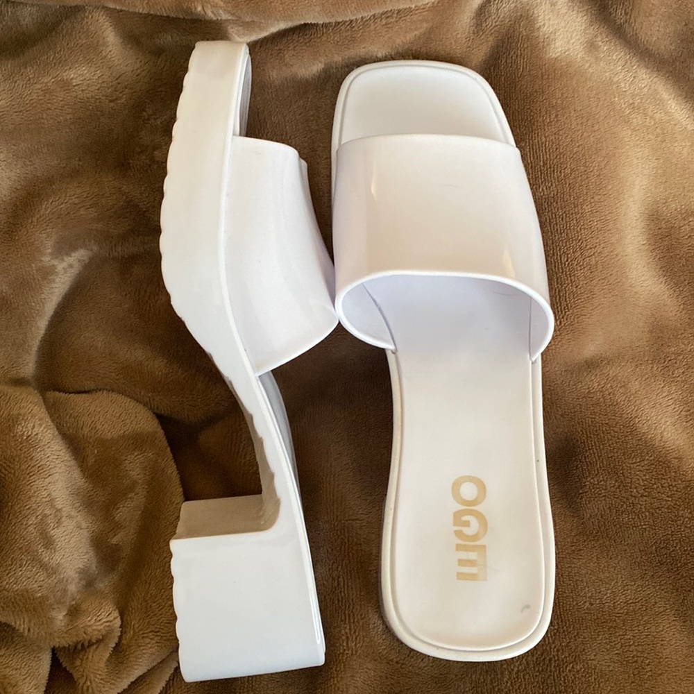Square Peep Toe Platform Block Heel Mule